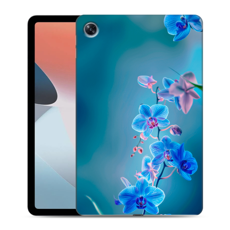 Силиконовый противоударный чехол на OPPO Pad Air с принтом Голубые цветы Силиконовый противоударный чехол на OPPO Pad Air с принтом Голубые цветы