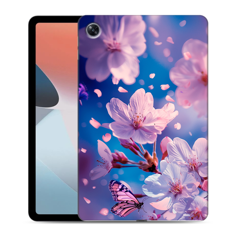 Силиконовый противоударный чехол на OPPO Pad Air с принтом цветы бабочки Силиконовый противоударный чехол на OPPO Pad Air с принтом цветы бабочки