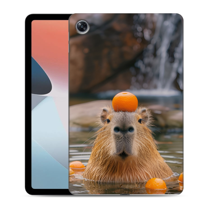 Силиконовый противоударный чехол на OPPO Pad Air с принтом Капибара с апельсином Силиконовый противоударный чехол на OPPO Pad Air с принтом Капибара с апельсином