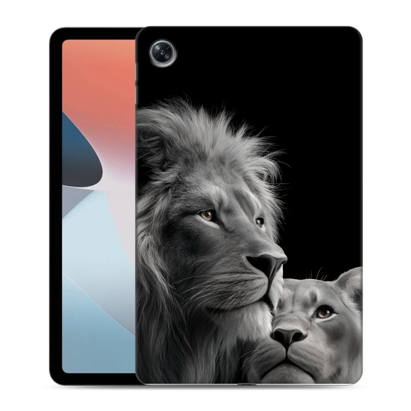 Силиконовый противоударный чехол на OPPO Pad Air с принтом Лев кошки Силиконовый противоударный чехол на OPPO Pad Air с принтом Лев кошки