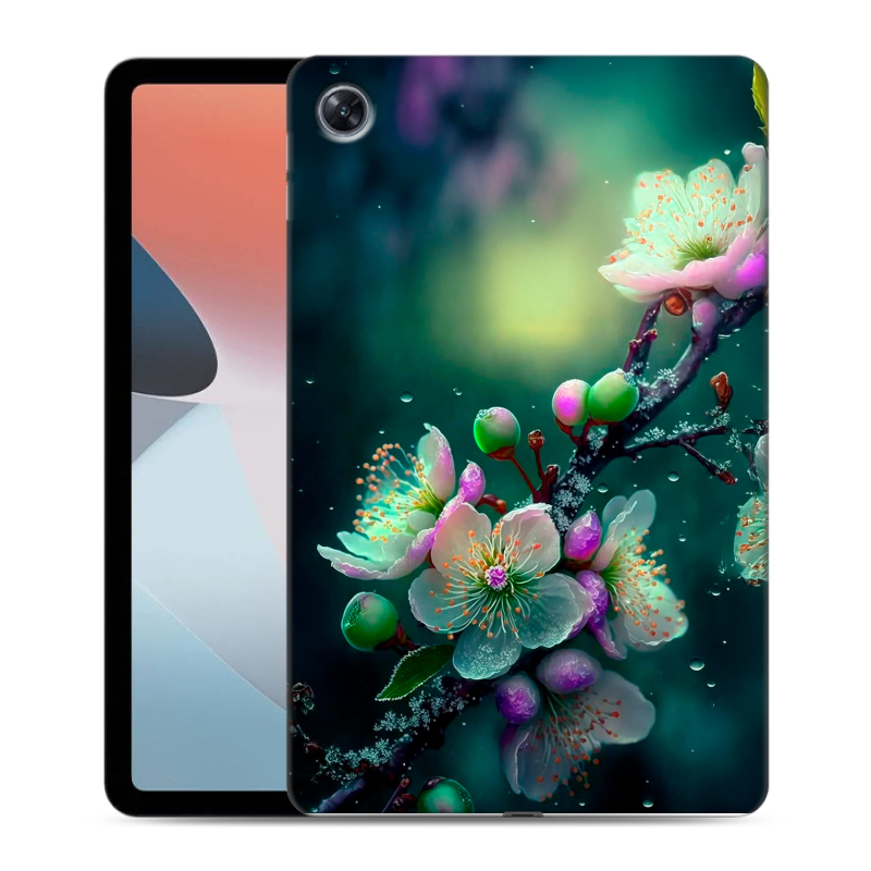 Силиконовый чехол на OPPO Pad Air с принтом Цветы и мрамор Силиконовый чехол на OPPO Pad Air с принтом Цветы и мрамор