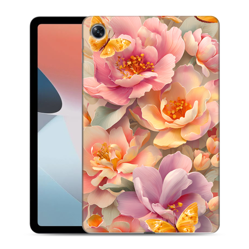 Силиконовый чехол на OPPO Pad Air с принтом Цветы и бабочки Силиконовый чехол на OPPO Pad Air с принтом Цветы и бабочки