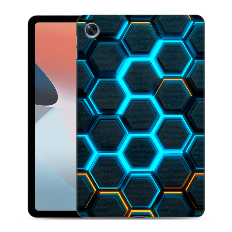 Силиконовый противоударный чехол на OPPO Pad Air с принтом Неоновые соты Силиконовый противоударный чехол на OPPO Pad Air с принтом Неоновые соты
