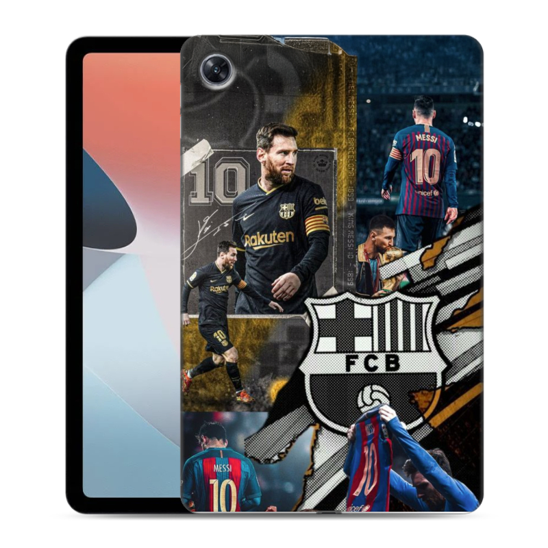 Силиконовый противоударный чехол на OPPO Pad Air с принтом Messi Barcelona Силиконовый противоударный чехол на OPPO Pad Air с принтом Messi Barcelona