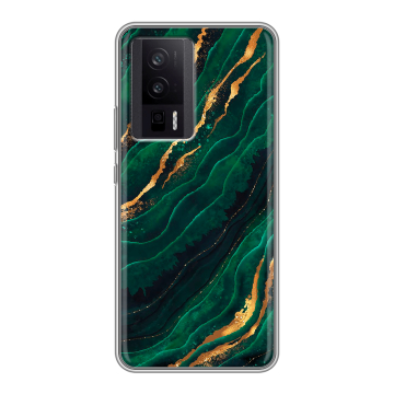 Силиконовый чехол на XIaomi Poco F5 Pro с принтом Мрамор зеленое золото Силиконовый чехол на XIaomi Poco F5 Pro с принтом Мрамор зеленое золото