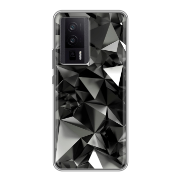 Силиконовый чехол на XIaomi Poco F5 Pro с принтом Черные кристаллы Силиконовый чехол на XIaomi Poco F5 Pro с принтом Черные кристаллы