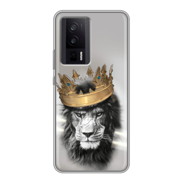 Силиконовый чехол на XIaomi Poco F5 Pro с принтом Лев с короной Силиконовый чехол на XIaomi Poco F5 Pro с принтом Лев с короной