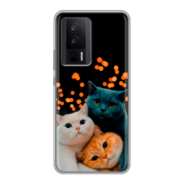 Силиконовый чехол на XIaomi Poco F5 Pro с принтом Кошки Силиконовый чехол на XIaomi Poco F5 Pro с принтом Кошки