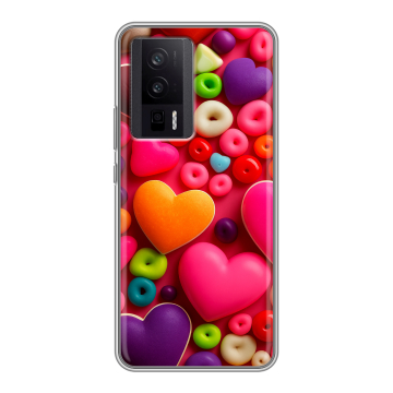 Силиконовый чехол на XIaomi Poco F5 Pro с принтом Сердечки Силиконовый чехол на XIaomi Poco F5 Pro с принтом Сердечки