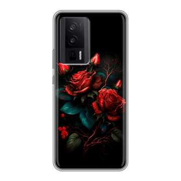 Силиконовый чехол на XIaomi Poco F5 Pro с принтом Розы красные Силиконовый чехол на XIaomi Poco F5 Pro с принтом Розы красные
