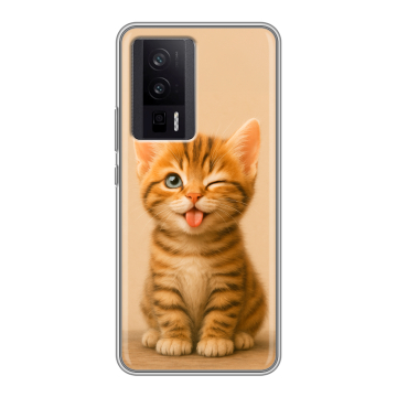 Силиконовый чехол на XIaomi Poco F5 Pro с принтом котенок