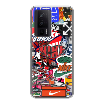 Силиконовый чехол на XIaomi Poco F5 Pro с принтом Найк Nike яркий