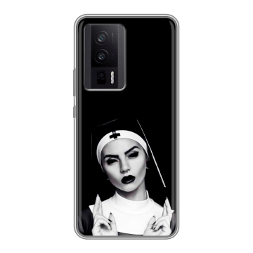 Силиконовый чехол на XIaomi Poco F5 Pro с принтом монашка
