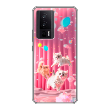 Силиконовый чехол на XIaomi Poco F5 Pro с принтом милые котики Силиконовый чехол на XIaomi Poco F5 Pro с принтом милые котики