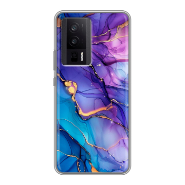 Силиконовый чехол на XIaomi Poco F5 Pro с принтом синий мрамор
