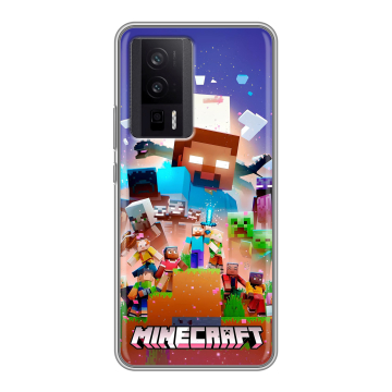 Силиконовый чехол на XIaomi Poco F5 Pro с принтом Майнкрафт Minecraft