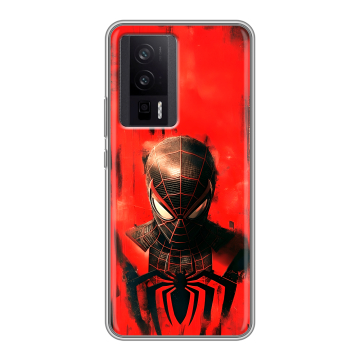 Силиконовый чехол на XIaomi Poco F5 Pro с принтом человек паук spiderman