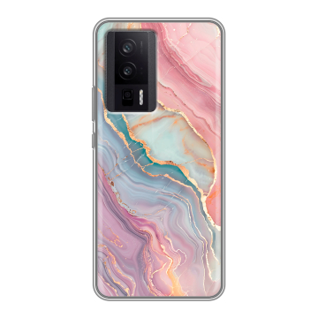 Силиконовый чехол на XIaomi Poco F5 Pro с принтом розовый мрамор
