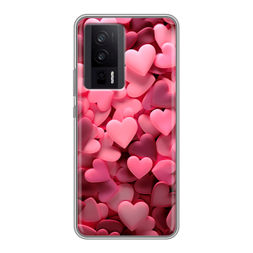 Силиконовый чехол на XIaomi Poco F5 Pro с принтом розовые сердечки