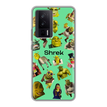 Силиконовый чехол на XIaomi Poco F5 Pro с принтом Шрек Shrek Силиконовый чехол на XIaomi Poco F5 Pro с принтом Шрек Shrek