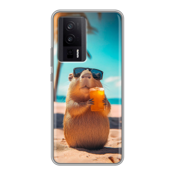 Силиконовый чехол на XIaomi Poco F5 Pro с принтом Капибара