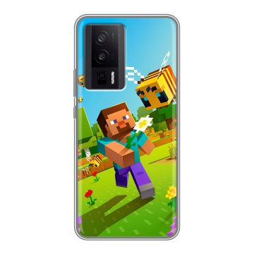Силиконовый чехол на XIaomi Poco F5 Pro с принтом Майнкрафт Minecraft