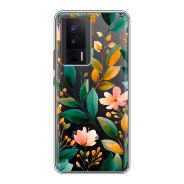 Силиконовый чехол на XIaomi Poco F5 Pro с принтом Цветы паттерн Силиконовый чехол на XIaomi Poco F5 Pro с принтом Цветы паттерн