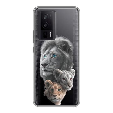 Силиконовый чехол на XIaomi Poco F5 Pro с принтом Львы Силиконовый чехол на XIaomi Poco F5 Pro с принтом Львы