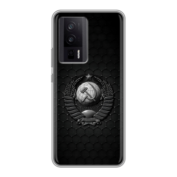 Силиконовый чехол на XIaomi Poco F5 Pro с принтом Герб Флаг СССР