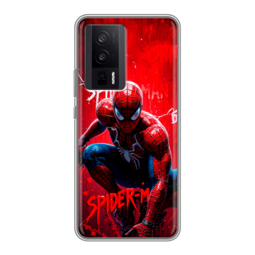Силиконовый чехол на XIaomi Poco F5 Pro с принтом Spiderman Человек паук