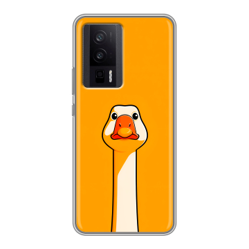 Силиконовый чехол на XIaomi Poco F5 Pro с принтом Смешная утка Силиконовый чехол на XIaomi Poco F5 Pro с принтом Смешная утка