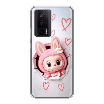 Силиконовый чехол на XIaomi Poco F5 Pro с принтом Labubu Лабубу
