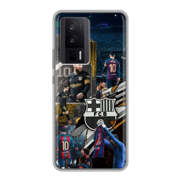 Силиконовый чехол на XIaomi Poco F5 Pro с принтом Messi Barcelona Силиконовый чехол на XIaomi Poco F5 Pro с принтом Messi Barcelona