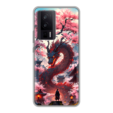 Силиконовый чехол на XIaomi Poco F5 Pro с принтом Дракон Японский