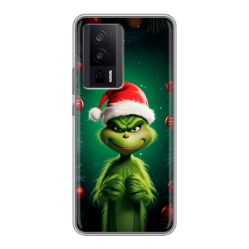 Силиконовый чехол на XIaomi Poco F5 Pro с принтом Гринч Новый год Рождество Силиконовый чехол на XIaomi Poco F5 Pro с принтом Гринч Новый год Рождество