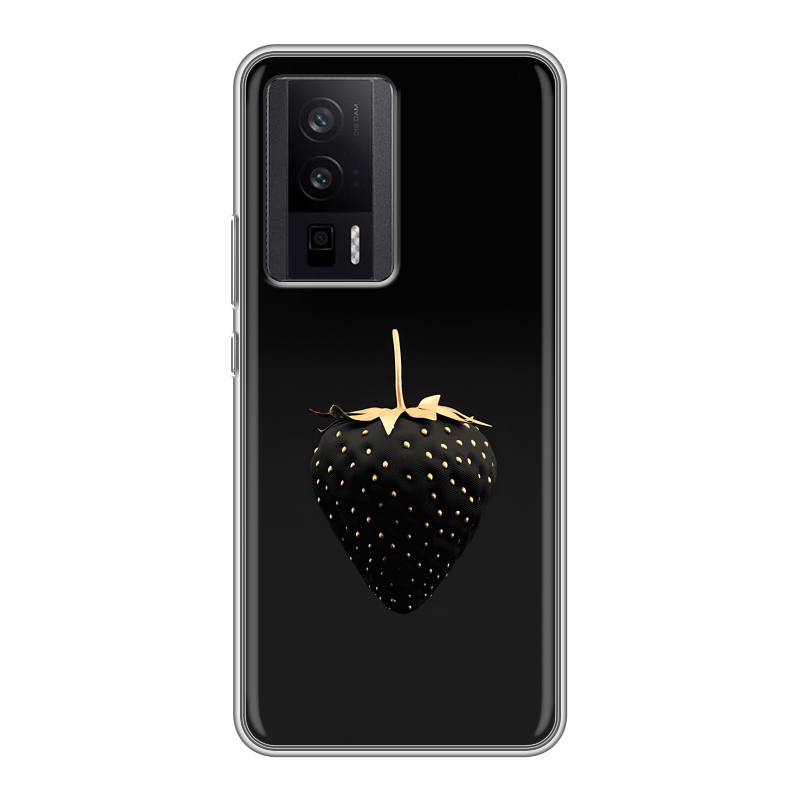 Силиконовый противоударный чехол на XIaomi Poco F5 Pro с принтом Черная клубника Силиконовый противоударный чехол на XIaomi Poco F5 Pro с принтом Черная клубника