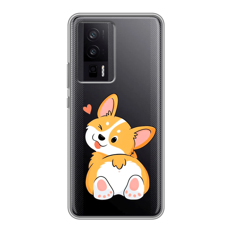 Силиконовый чехол на XIaomi Poco F5 Pro с принтом Корги Силиконовый чехол на XIaomi Poco F5 Pro с принтом Корги