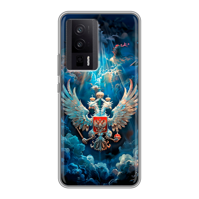 Силиконовый чехол на XIaomi Poco F5 Pro с принтом Герб флаг России Силиконовый чехол на XIaomi Poco F5 Pro с принтом Герб флаг России