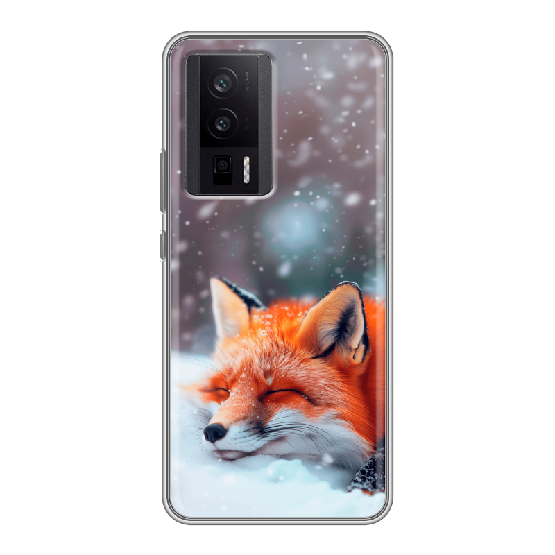 Силиконовый чехол на XIaomi Poco F5 Pro с принтом лиса Силиконовый чехол на XIaomi Poco F5 Pro с принтом лиса