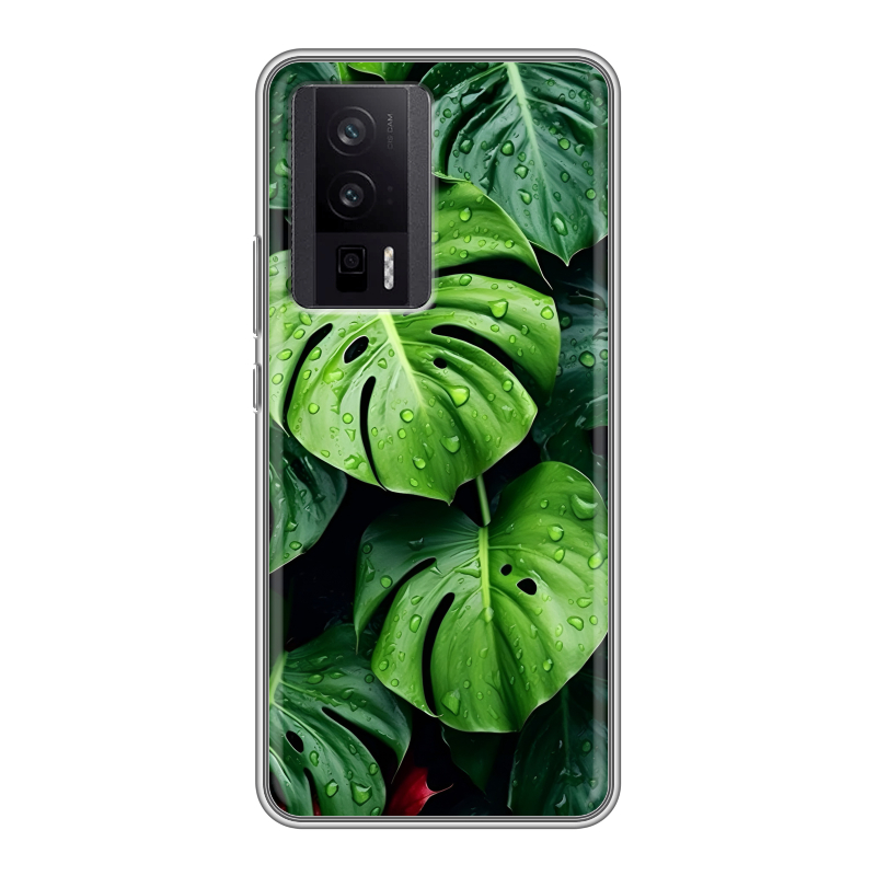 Силиконовый противоударный чехол на XIaomi Poco F5 Pro с принтом Листья Силиконовый противоударный чехол на XIaomi Poco F5 Pro с принтом Листья