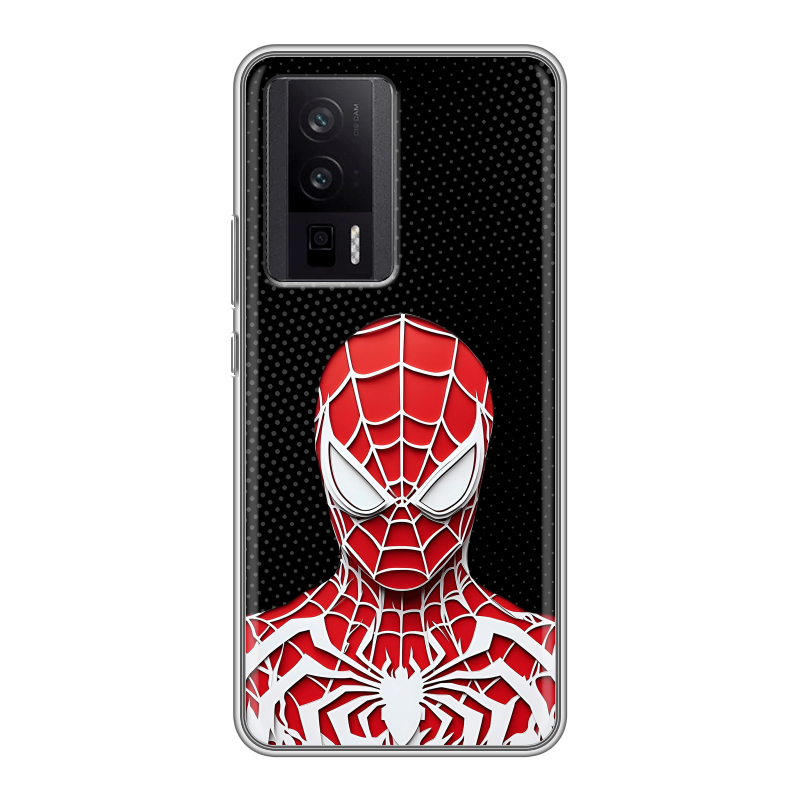 Силиконовый противоударный чехол на XIaomi Poco F5 Pro с принтом человек паук spiderman Силиконовый противоударный чехол на XIaomi Poco F5 Pro с принтом человек паук spiderman
