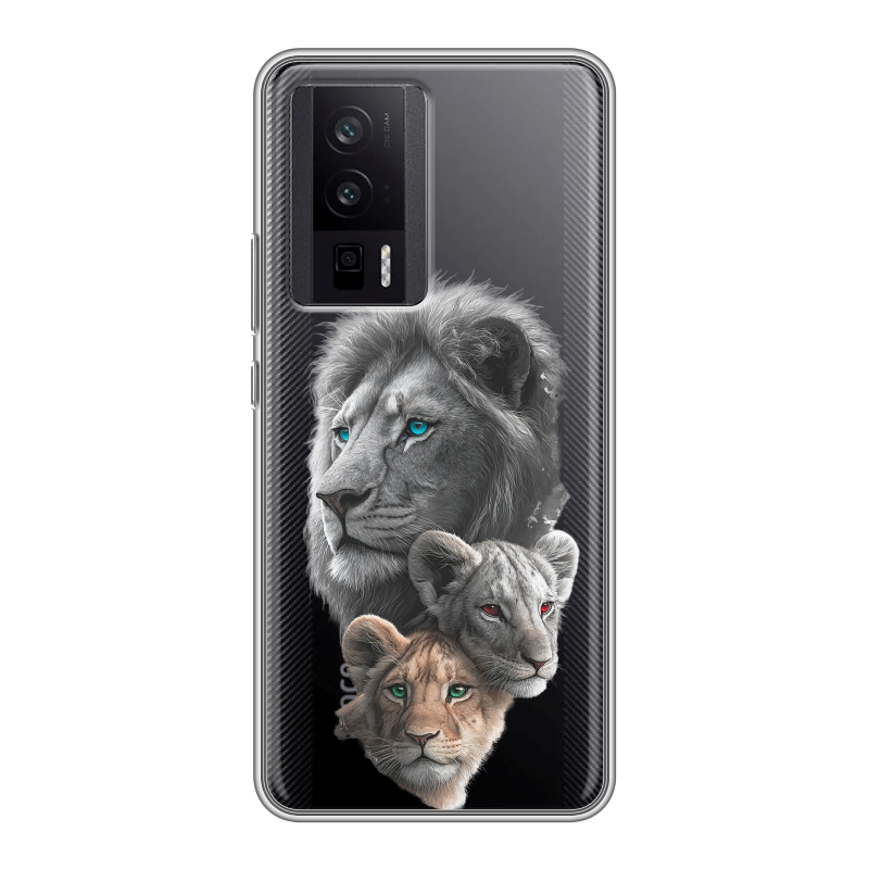 Силиконовый чехол на XIaomi Poco F5 Pro с принтом Львы Силиконовый чехол на XIaomi Poco F5 Pro с принтом Львы