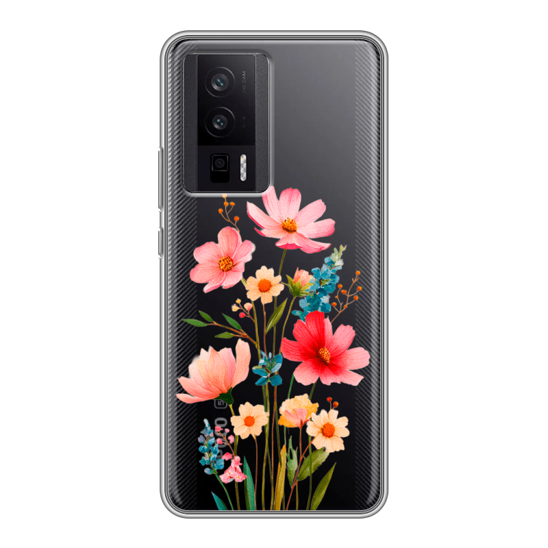 Силиконовый противоударный чехол на XIaomi Poco F5 Pro с принтом Цветы Силиконовый противоударный чехол на XIaomi Poco F5 Pro с принтом Цветы