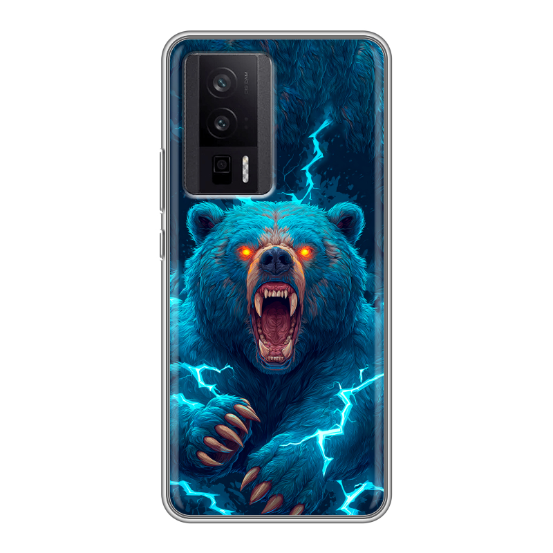 Силиконовый чехол на XIaomi Poco F5 Pro с принтом Медведь Силиконовый чехол на XIaomi Poco F5 Pro с принтом Медведь