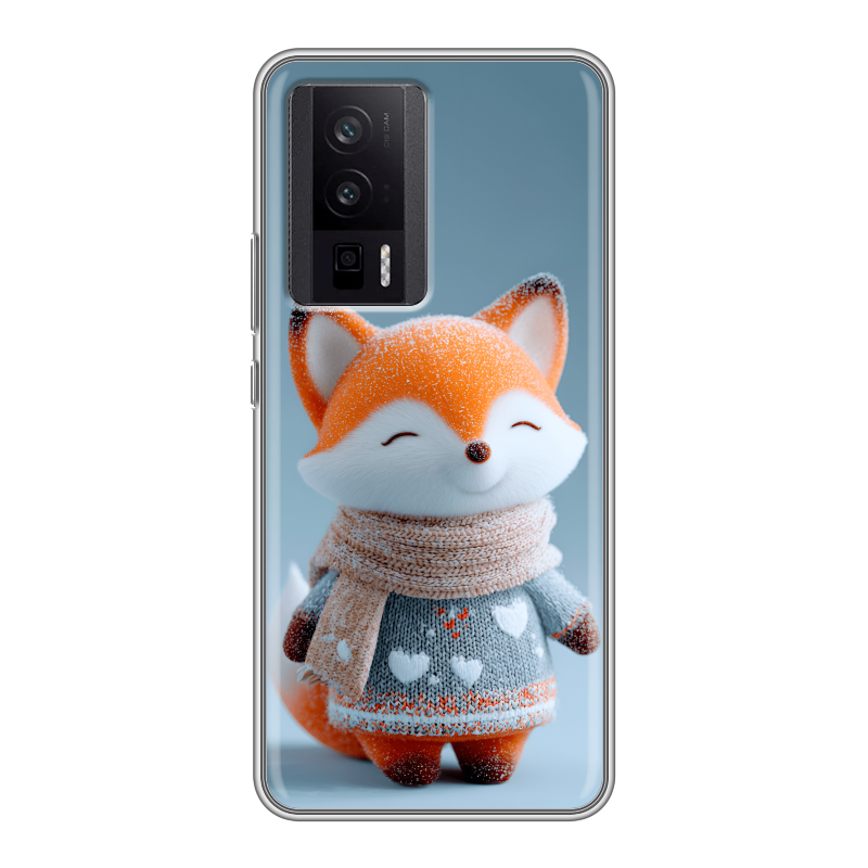Силиконовый противоударный чехол на XIaomi Poco F5 Pro с принтом Лиса Силиконовый противоударный чехол на XIaomi Poco F5 Pro с принтом Лиса