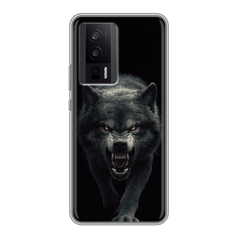 Силиконовый противоударный чехол на XIaomi Poco F5 Pro с принтом Волк Силиконовый противоударный чехол на XIaomi Poco F5 Pro с принтом Волк