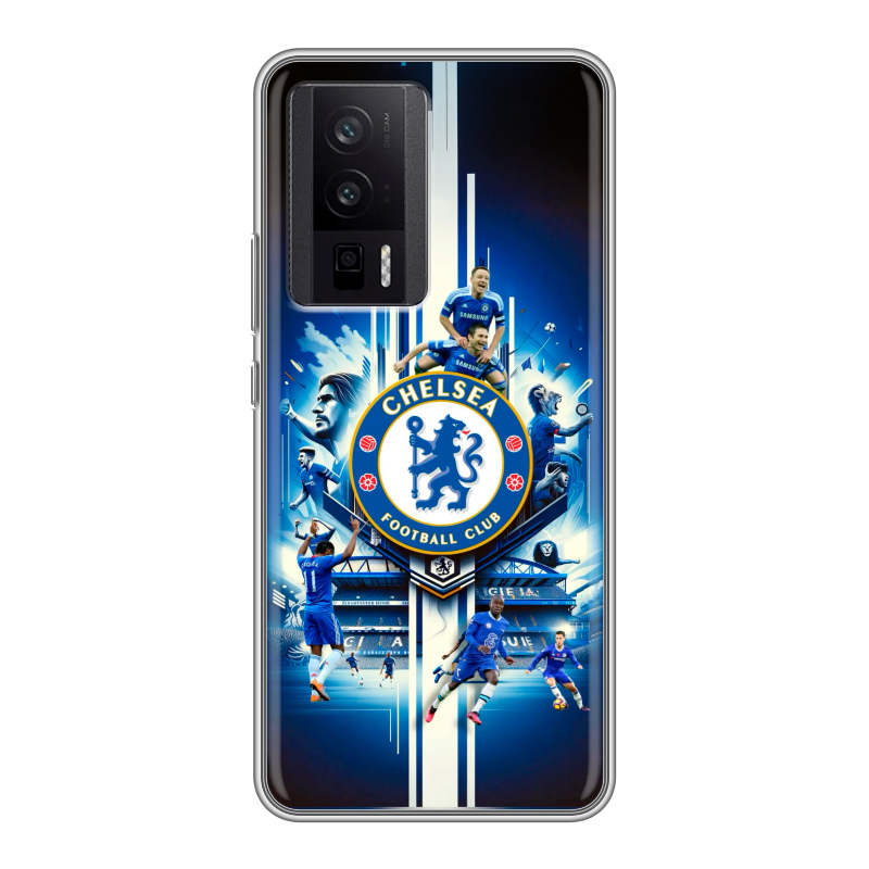 Силиконовый противоударный чехол на XIaomi Poco F5 Pro с принтом Chelsea Челси Силиконовый противоударный чехол на XIaomi Poco F5 Pro с принтом Chelsea Челси