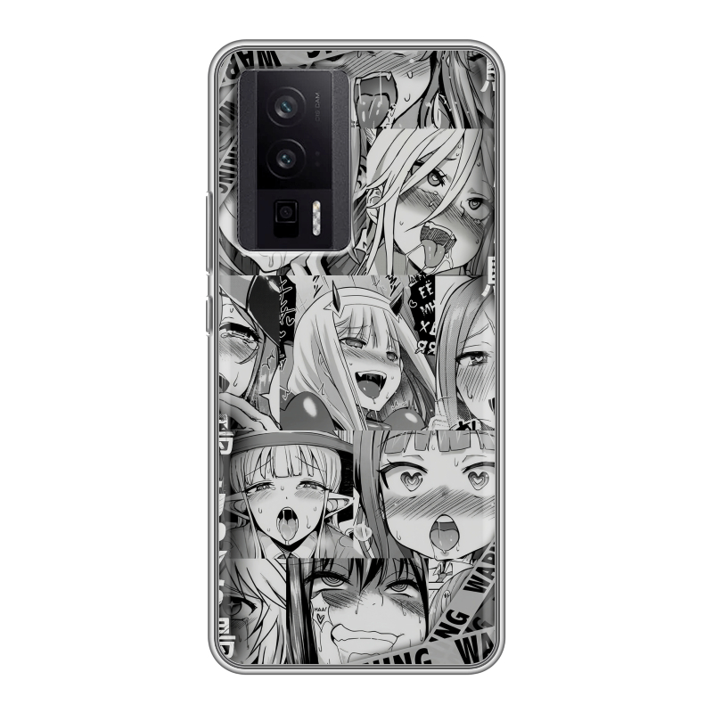 Силиконовый противоударный чехол на XIaomi Poco F5 Pro с принтом Ahegao Ахегао Аниме Силиконовый противоударный чехол на XIaomi Poco F5 Pro с принтом Ahegao Ахегао Аниме