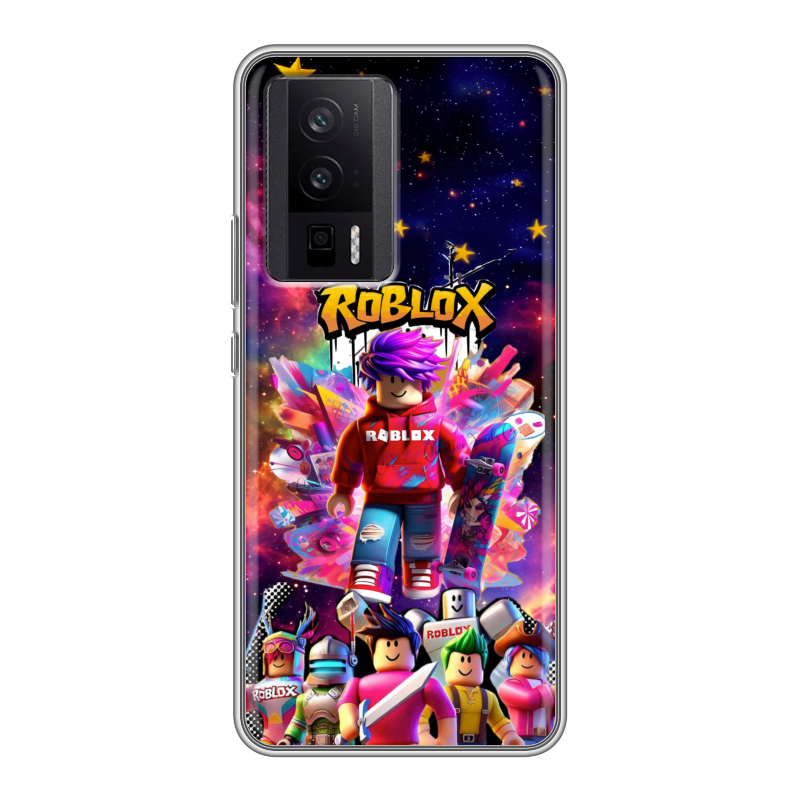 Силиконовый противоударный чехол на XIaomi Poco F5 Pro с принтом Roblox Роблокс Силиконовый противоударный чехол на XIaomi Poco F5 Pro с принтом Roblox Роблокс