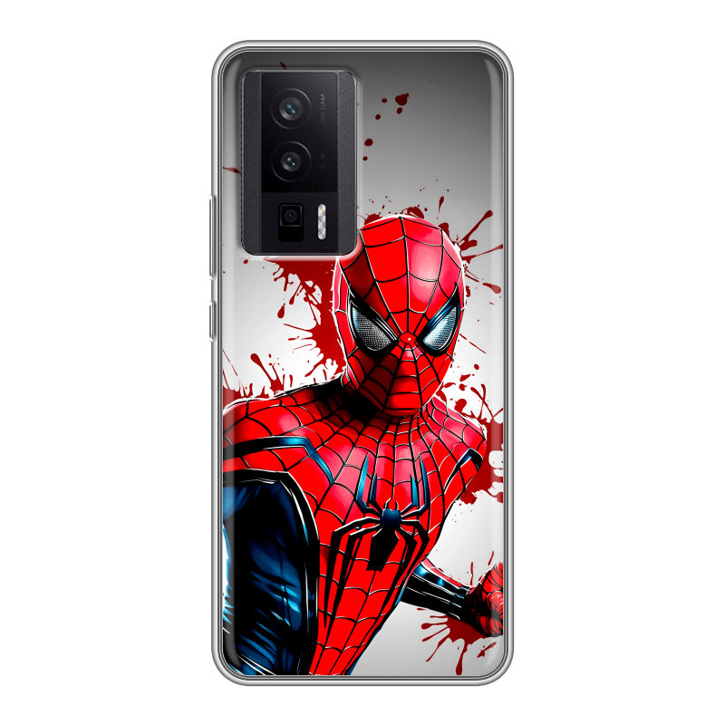 Силиконовый чехол на XIaomi Poco F5 Pro с принтом Spiderman Человек паук Силиконовый чехол на XIaomi Poco F5 Pro с принтом Spiderman Человек паук